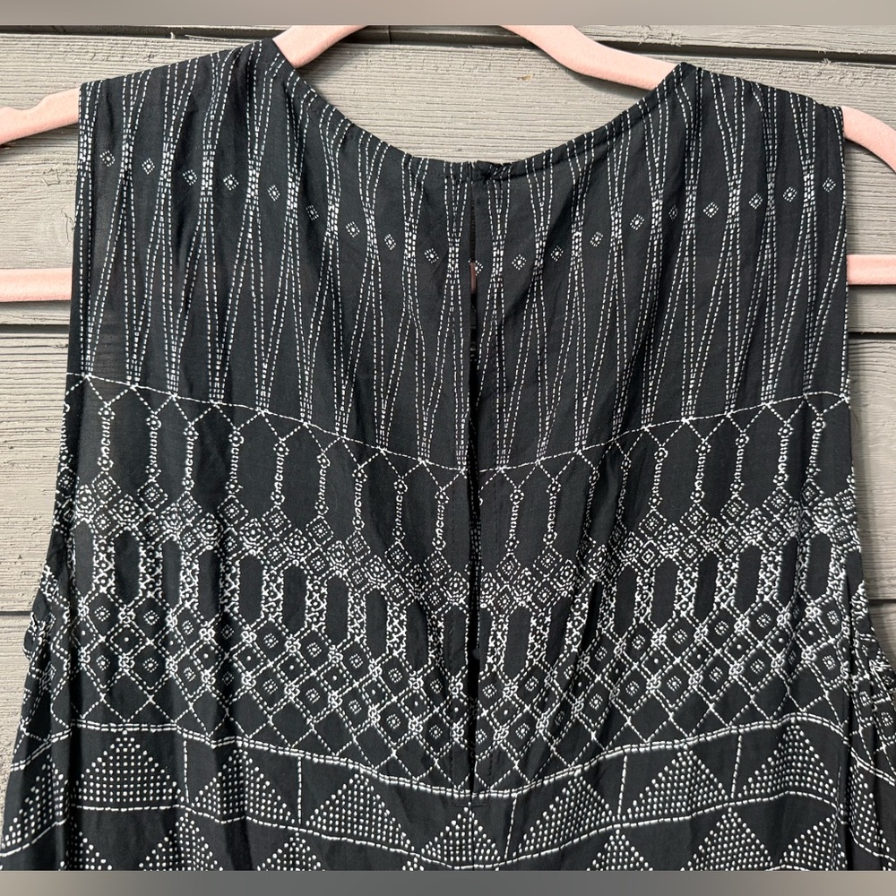H&M Black White Beaded Top Boho Print Maxi Dress Sz 8 Summer Vacation Resort - Picture 8 of 11